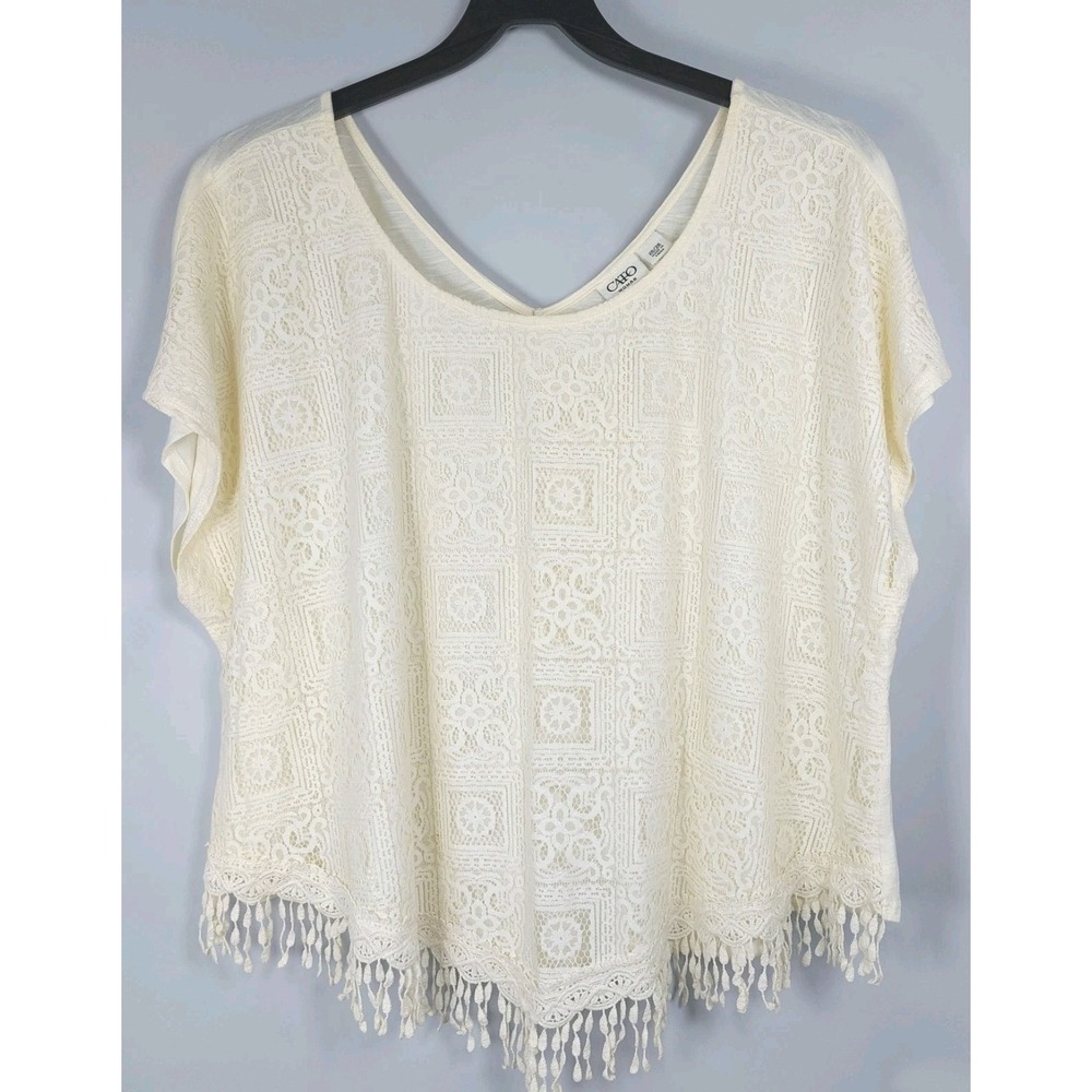 Cato Lace Crop Blouse Plus Size 2XL 26/28 Ivory Boho Top Elegant Poly Cotton